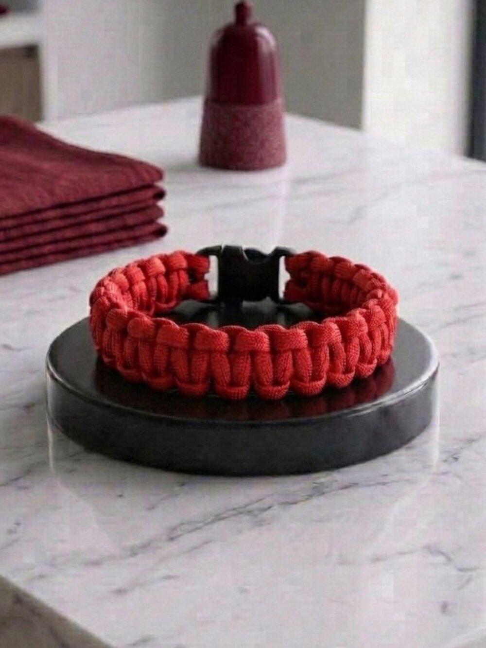 Handmade Paracord Braided Bracelet In Red | Pick Your Size